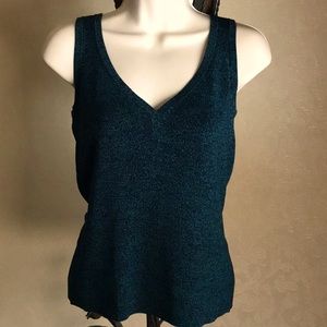 Perfect blue and black silk woven v neck top